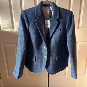 J. Crew Blue Herringbone Blazer with Gold Buttons